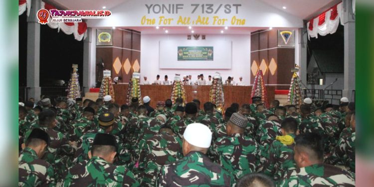 Yonif 713/Satya Tama Peringati Maulid Nabi Muhammad SAW 1446 H dengan Penuh Hikmat